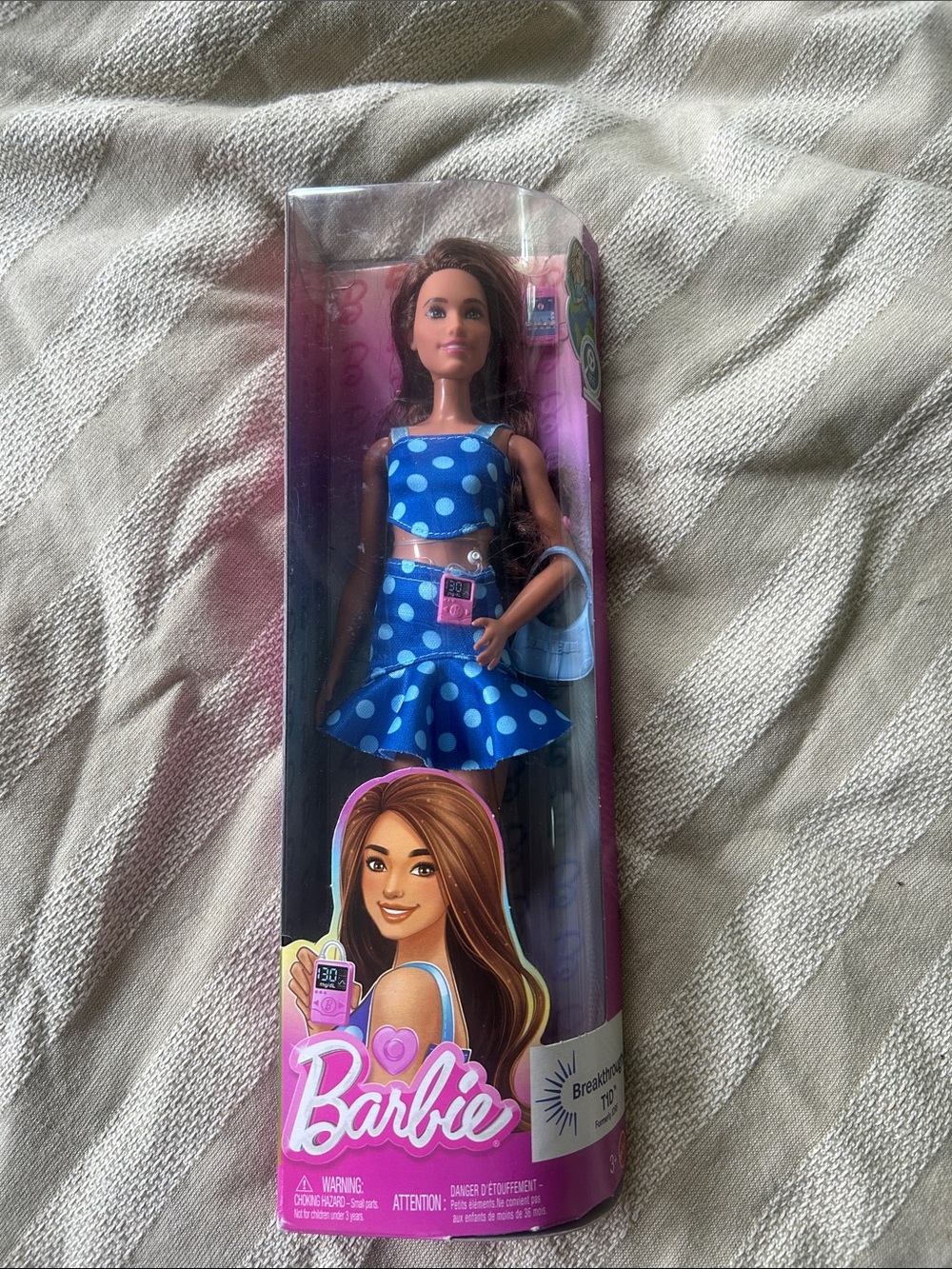 Type 1 Diabetes Barbie Blue Polka Dot Crop Top and Flared Skirt